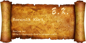 Bencsik Kürt névjegykártya